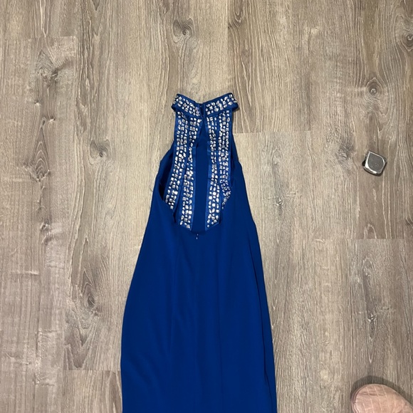 Quiz Blue Rhinestone Maxi Dress Gown - Picture 7 of 8
